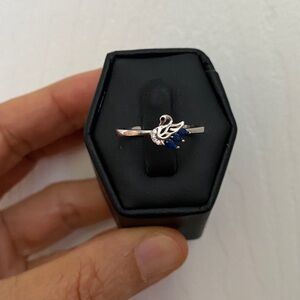 Vintage 925 Silver Ring with Blue Accents